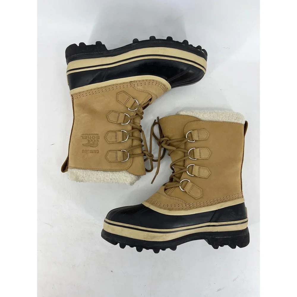 Sorel Caribou Snow Boots Mens 8 EU39 Tan Waterproof Insulated Winter Leather‎